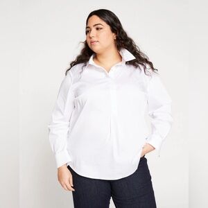 Elbe half placket poplin shirt - universal standard size XL - white